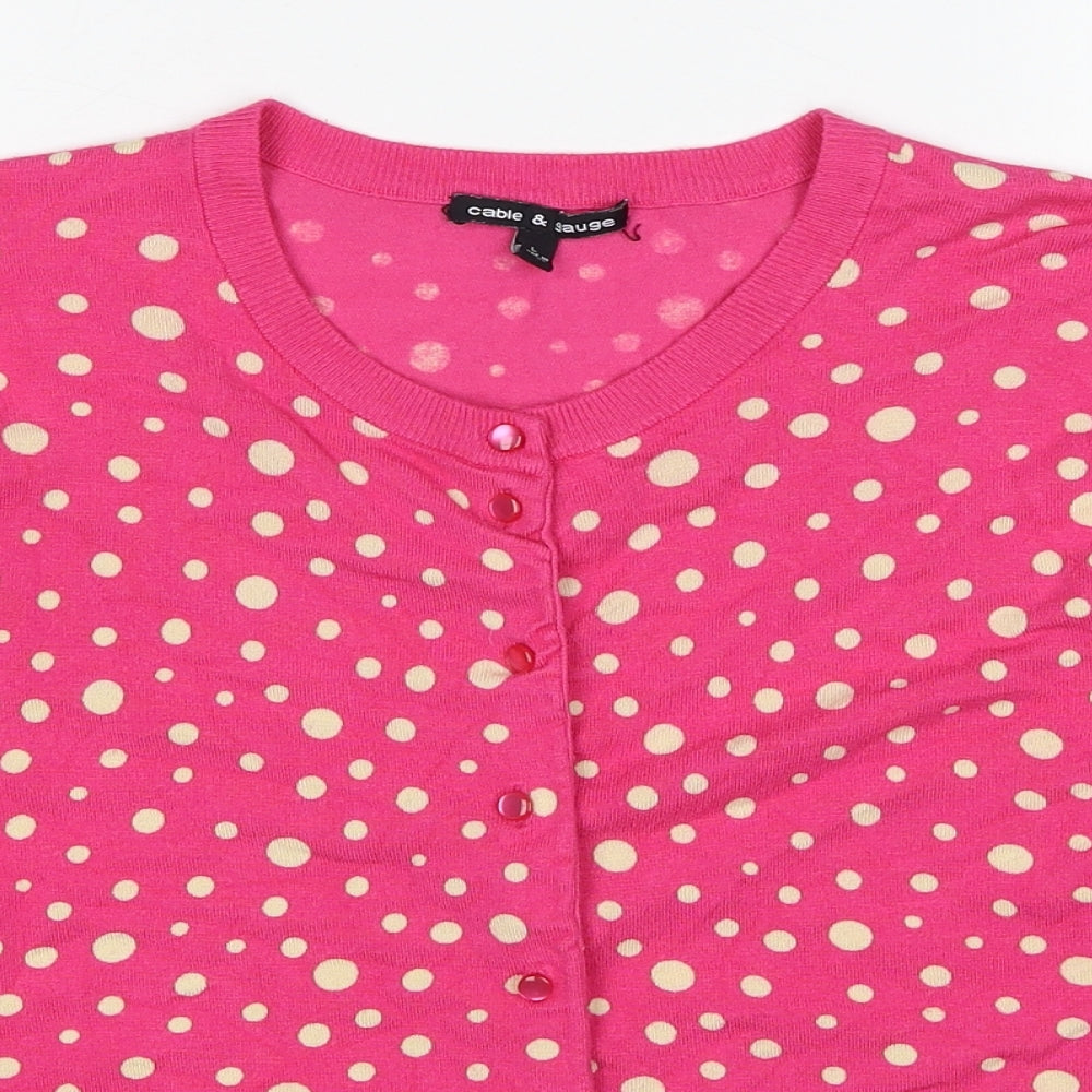Womens UK Size L Cable & Gauge Pink Cardigan Jumper