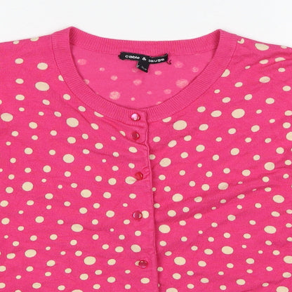 Womens UK Size L Cable & Gauge Pink Cardigan Jumper