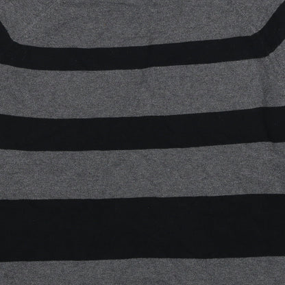 Gap Womens Grey Round Neck Striped Polyester Pullover Jumper Size S