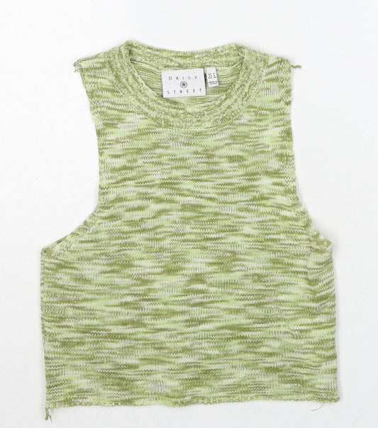 Daisy Street Womens Green Geometric Acrylic Basic Tank Size 8 Round Neck