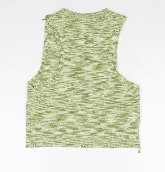 Daisy Street Womens Green Geometric Acrylic Basic Tank Size 8 Round Neck