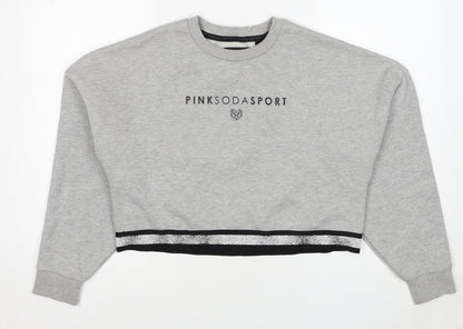 Pink Soda Womens Grey Cotton Pullover Sweatshirt Size 8 Pullover