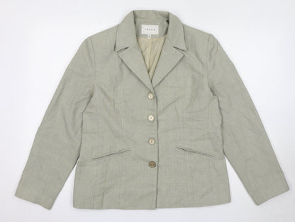 Sasha Womens Beige Geometric Jacket Blazer Size 14 Button