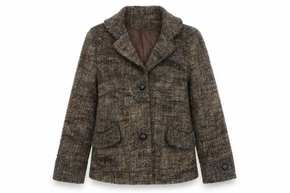 Castle Womens Brown Geometric Jacket Size 12 Button