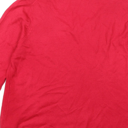 Marks and Spencer Womens Pink V-Neck Acrylic Pullover Jumper Size 10