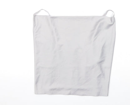 Boohoo Womens Grey Polyester Basic Tank Size L Square Neck