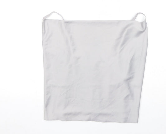 Boohoo Womens Grey Polyester Basic Tank Size L Square Neck