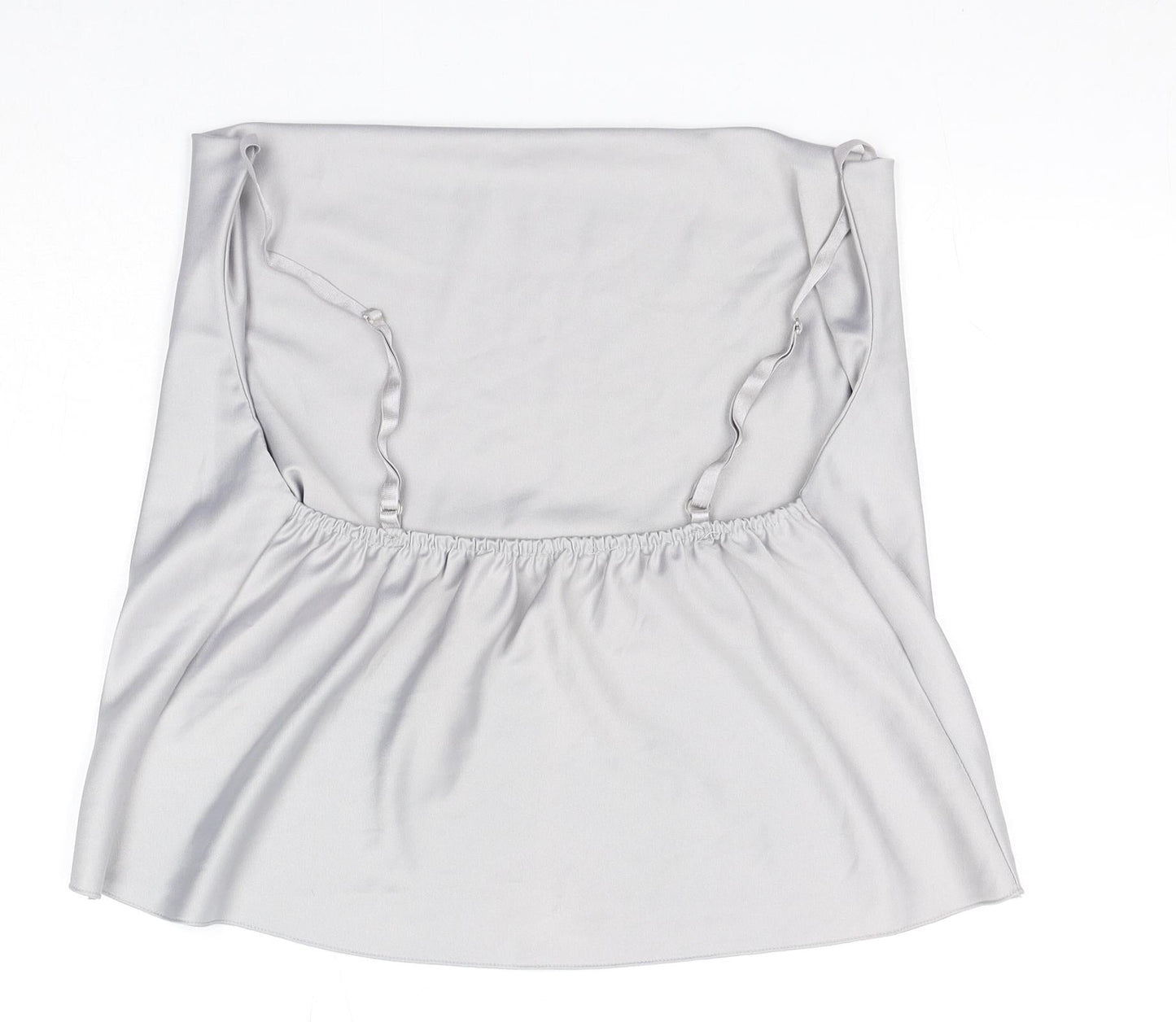 Boohoo Womens Grey Polyester Basic Tank Size L Square Neck