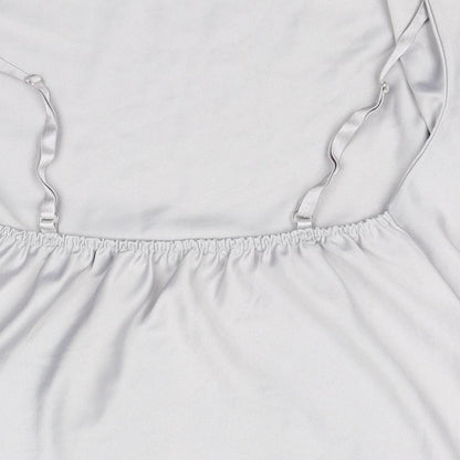 Boohoo Womens Grey Polyester Basic Tank Size L Square Neck