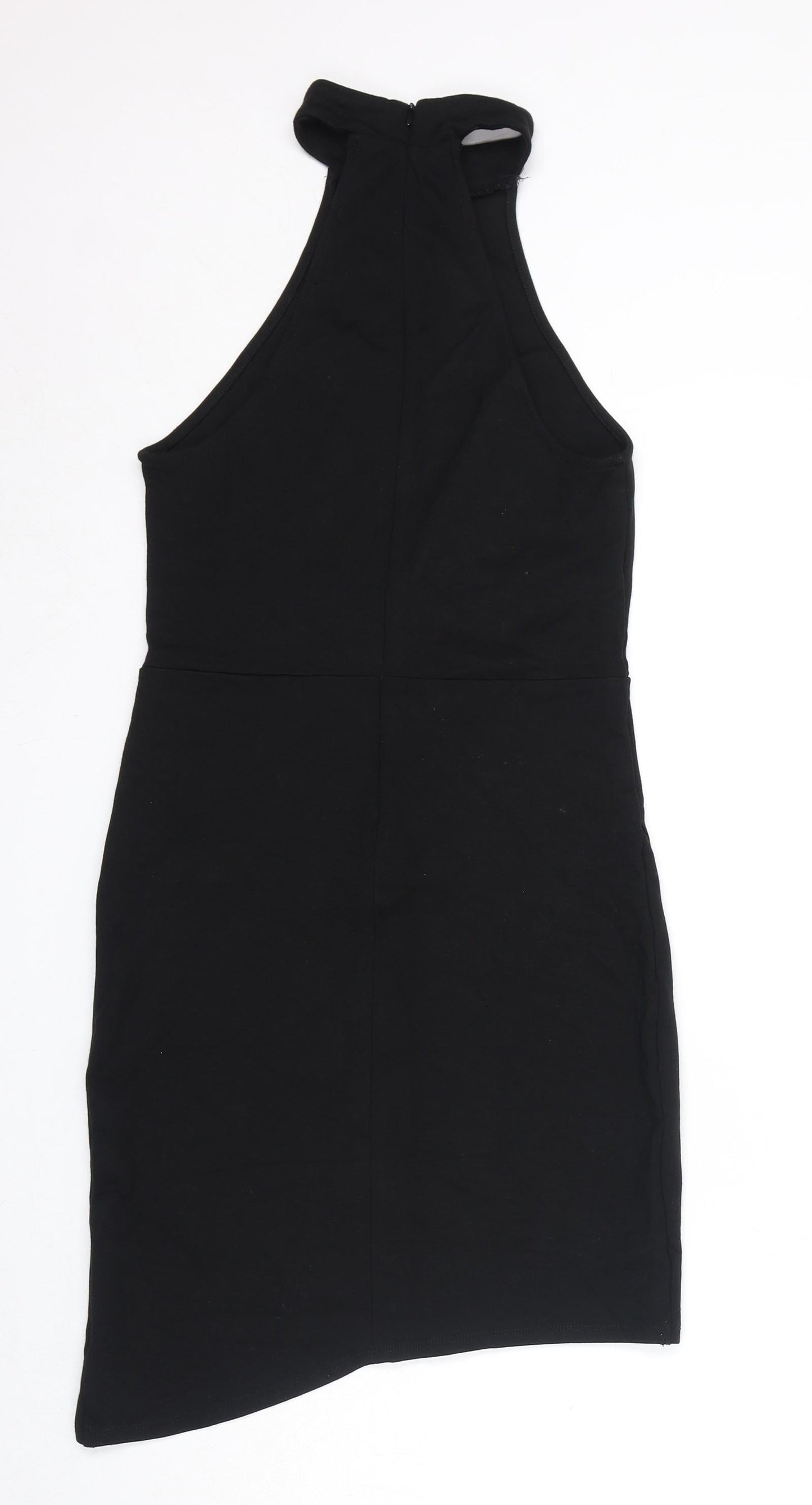 FOREVER 21 Womens Black Rayon Bodycon Size L Halter Zip