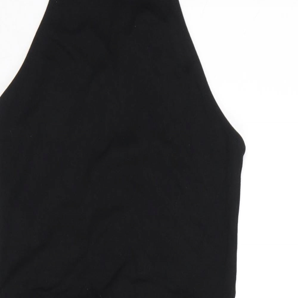 FOREVER 21 Womens Black Rayon Bodycon Size L Halter Zip