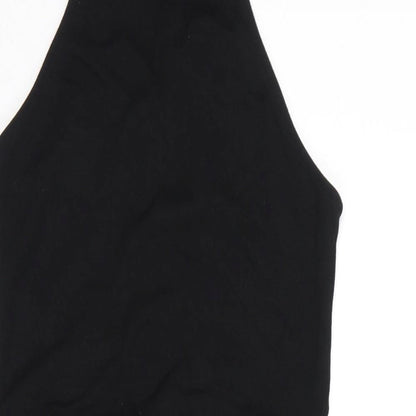 FOREVER 21 Womens Black Rayon Bodycon Size L Halter Zip
