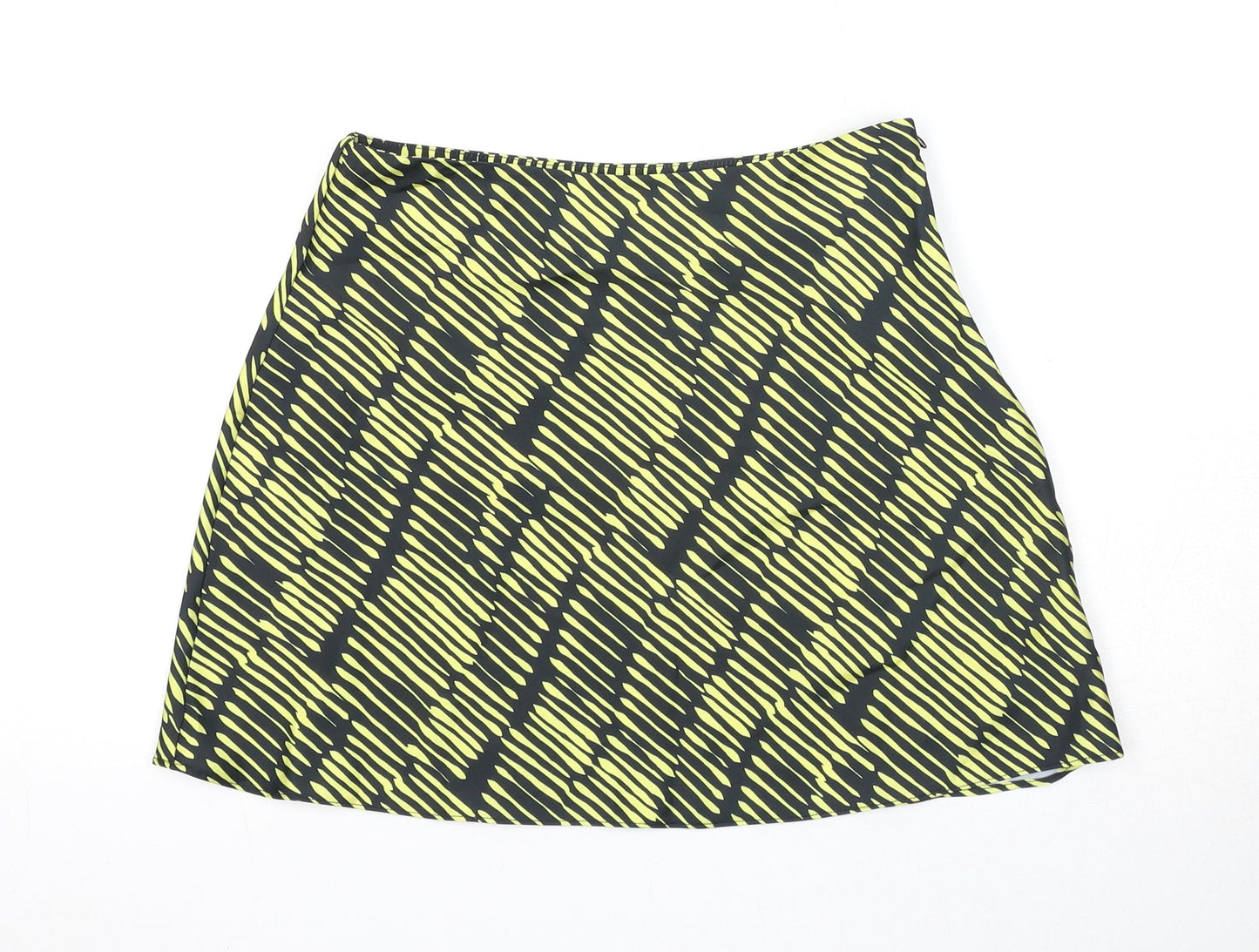 Glamorous Womens Black Geometric Polyester A-Line Skirt Size 8 Zip