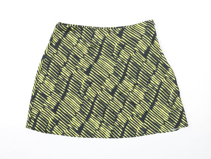 Glamorous Womens Black Geometric Polyester A-Line Skirt Size 8 Zip