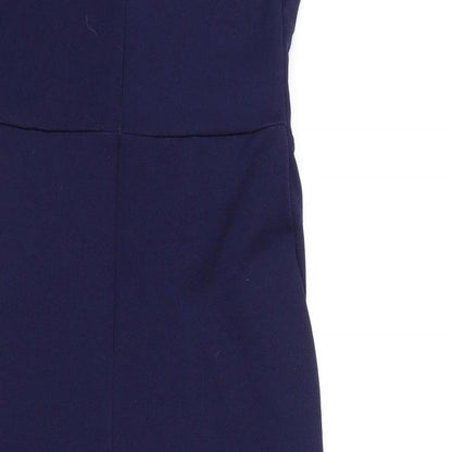 Sistaglam Womens Blue Polyester A-Line Size 10 Off the Shoulder Zip