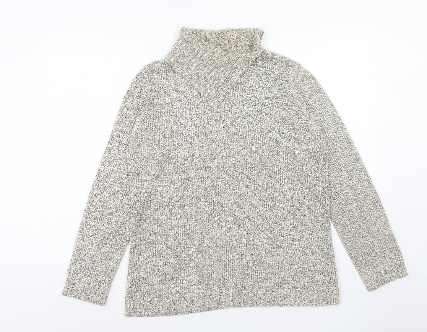 Ladies Womens Beige High Neck Acrylic Pullover Jumper Size 10