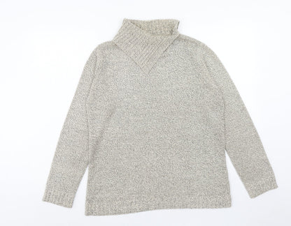 Ladies Womens Beige High Neck Acrylic Pullover Jumper Size 10
