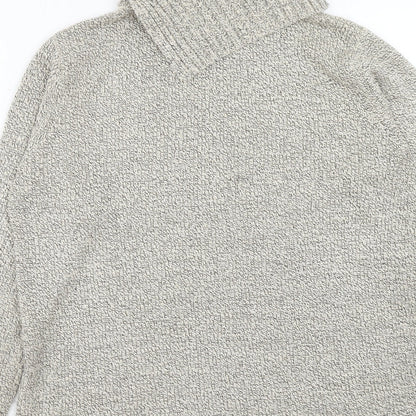 Ladies Womens Beige High Neck Acrylic Pullover Jumper Size 10