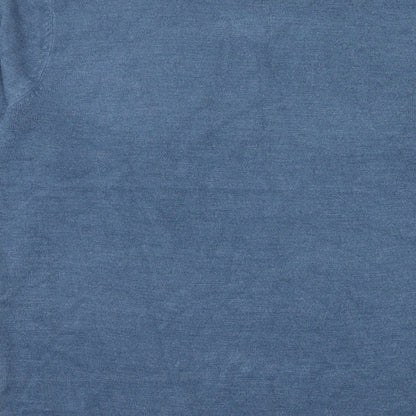 Marks and Spencer Mens Blue V-Neck Acrylic Pullover Jumper Size L Long Sleeve