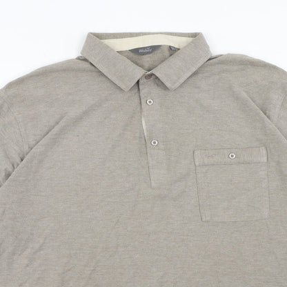Wolsey Mens Brown Cotton Polo Size 2XL Collared Button