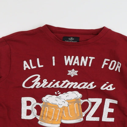 Threadbare Womens Red Cotton Pullover Sweatshirt Size L Pullover - All I want for Christmas is booze Unisex