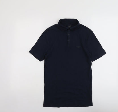 River Island Mens Blue Cotton Polo Size XS Collared Button
