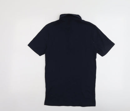 River Island Mens Blue Cotton Polo Size XS Collared Button
