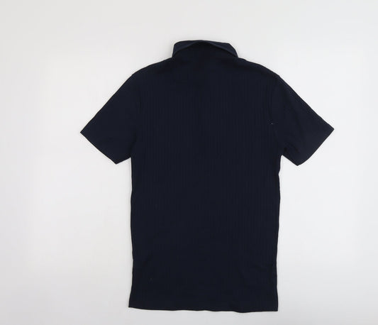 River Island Mens Blue Cotton Polo Size XS Collared Button