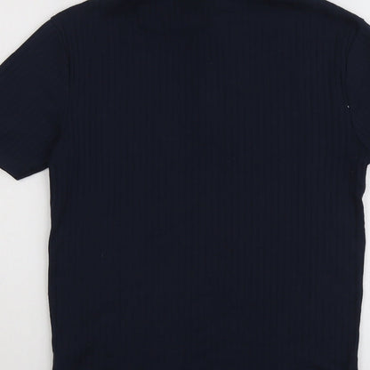 River Island Mens Blue Cotton Polo Size XS Collared Button