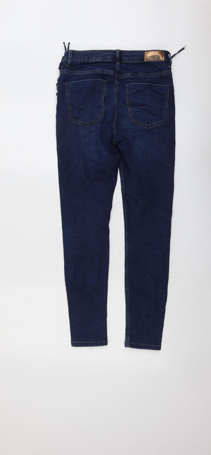 Zara Womens Blue Cotton Skinny Jeans Size 10 L27 in Regular Button