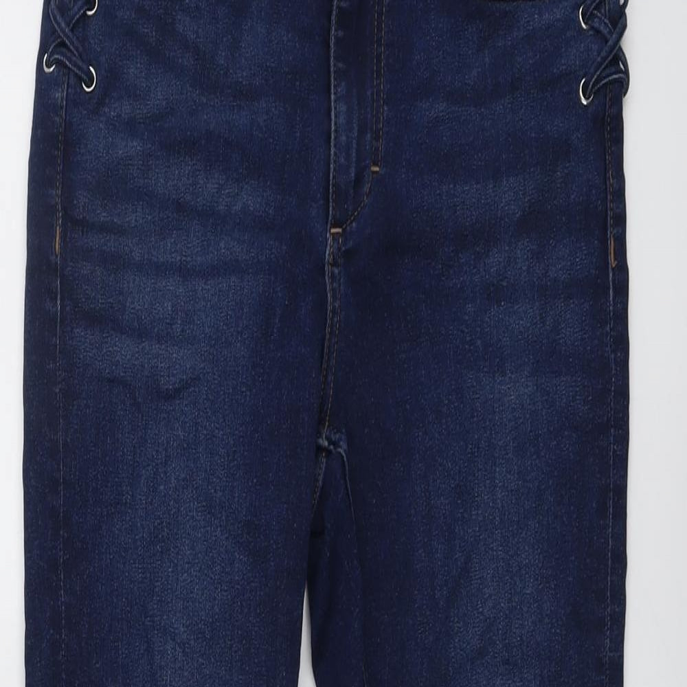 Zara Womens Blue Cotton Skinny Jeans Size 10 L27 in Regular Button