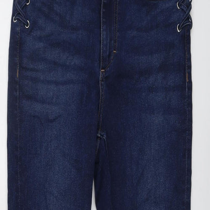 Zara Womens Blue Cotton Skinny Jeans Size 10 L27 in Regular Button