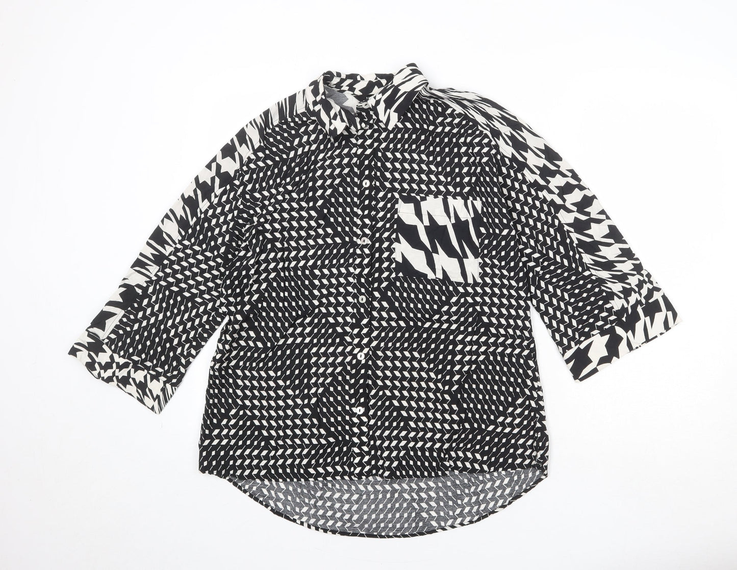 Womens UK Size 10 NEXT Black Basic Button-Up