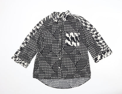 Womens UK Size 10 NEXT Black Basic Button-Up