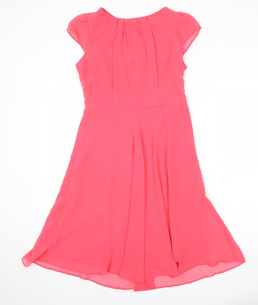 Billie & Blossom Womens Pink Polyester Sheath Size 10 Round Neck Zip