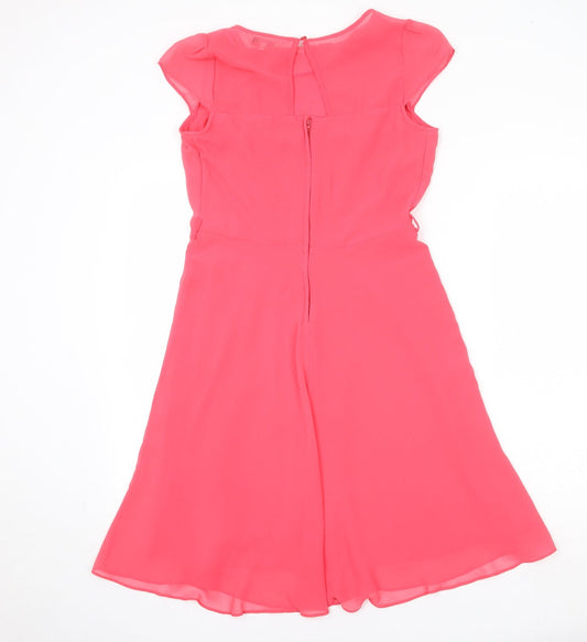 Billie & Blossom Womens Pink Polyester Sheath Size 10 Round Neck Zip