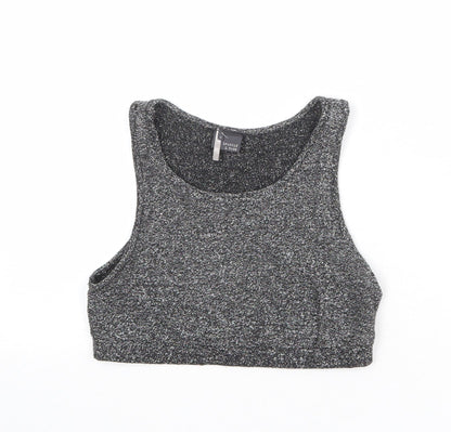 Sparkle & Fade Womens Black Polyester Cropped Tank Size S Round Neck