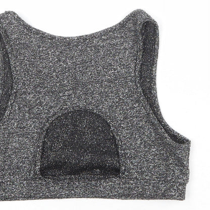 Sparkle & Fade Womens Black Polyester Cropped Tank Size S Round Neck
