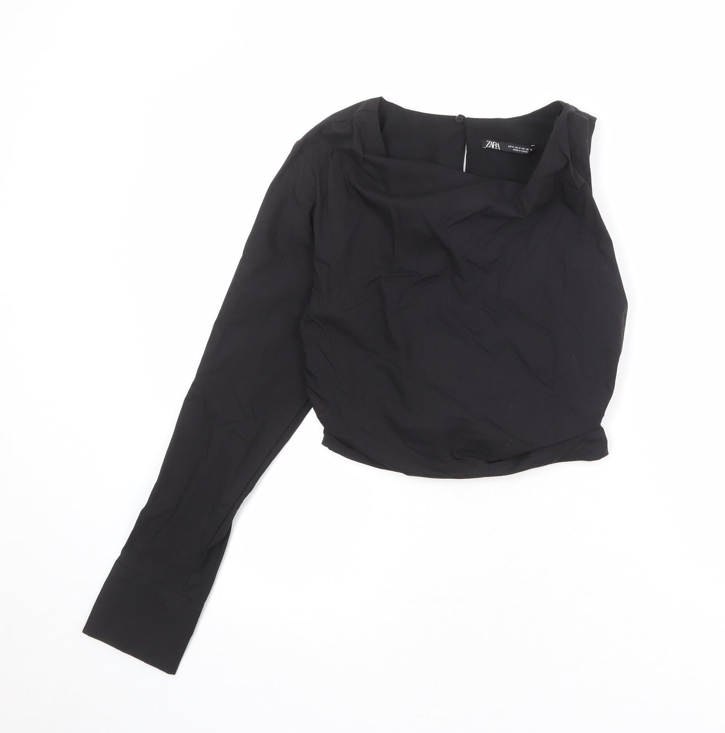Womens UK Size S Zara Black Basic Blouse
