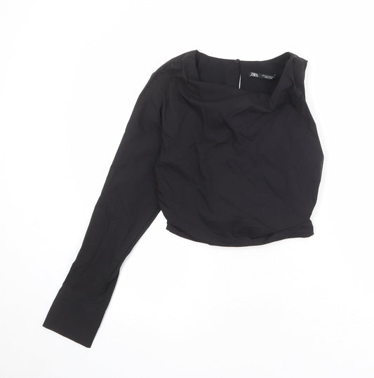 Womens UK Size S Zara Black Basic Blouse