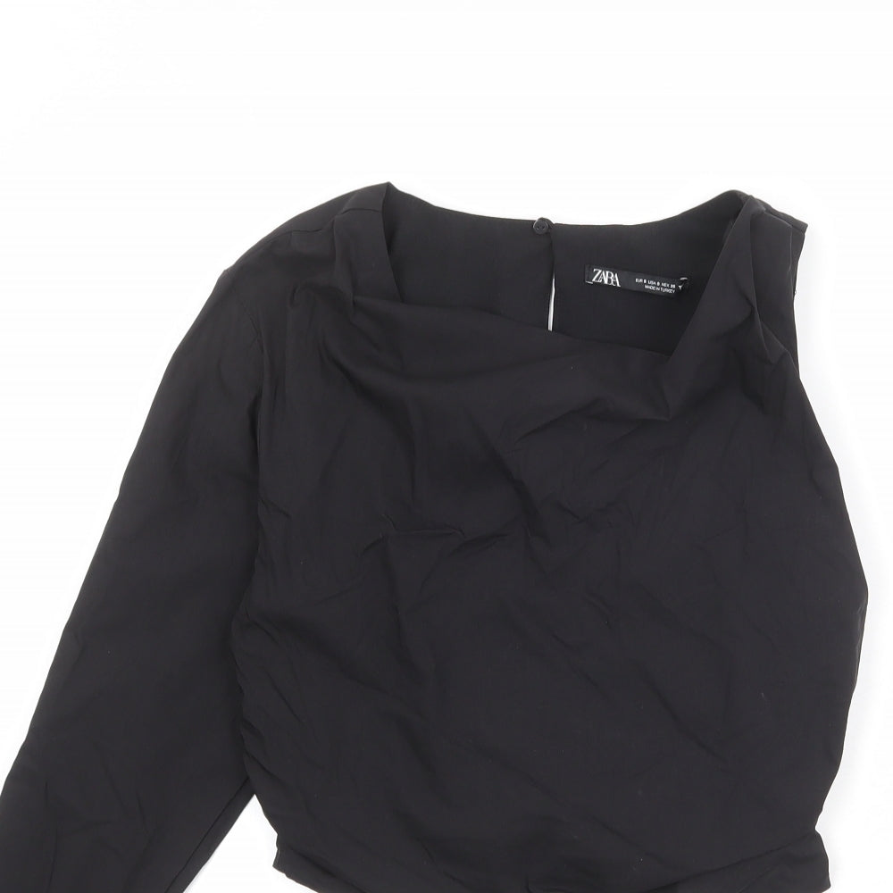 Womens UK Size S Zara Black Basic Blouse