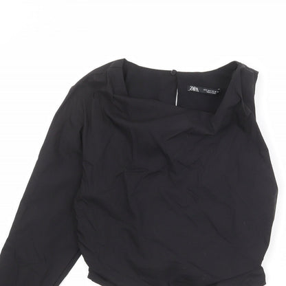 Womens UK Size S Zara Black Basic Blouse
