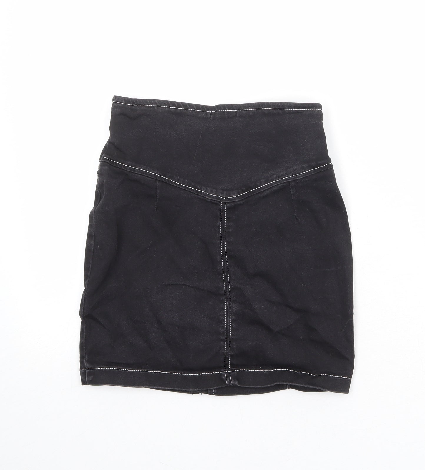 Nasty Gal Womens Black Cotton A-Line Skirt Size 6 Zip