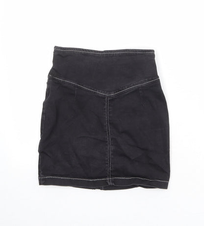 Nasty Gal Womens Black Cotton A-Line Skirt Size 6 Zip