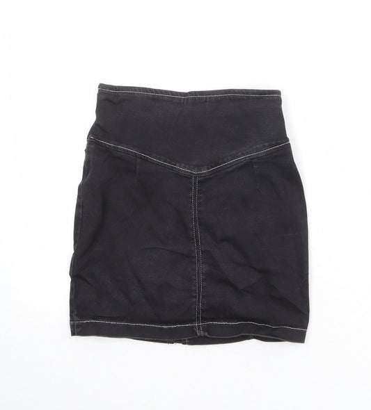 Nasty Gal Womens Black Cotton A-Line Skirt Size 6 Zip