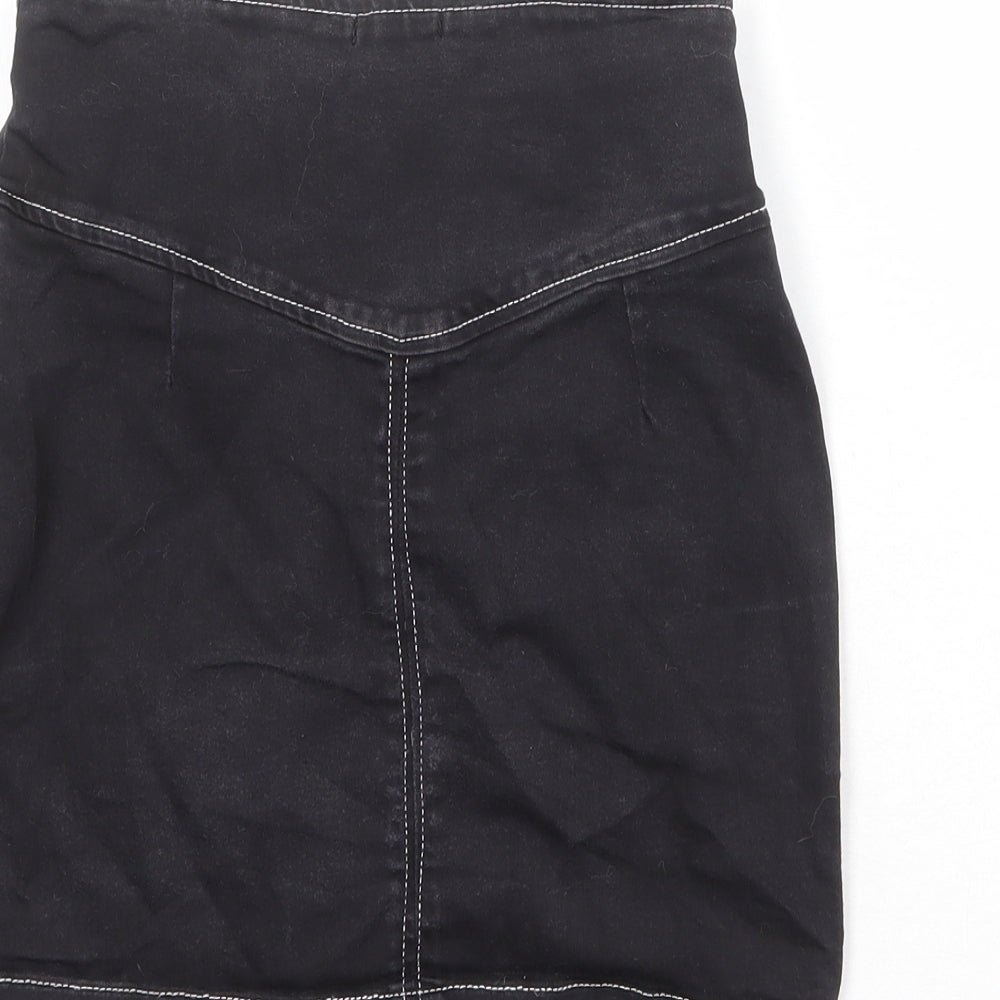 Nasty Gal Womens Black Cotton A-Line Skirt Size 6 Zip