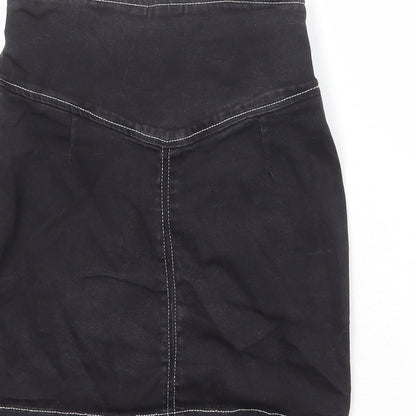 Nasty Gal Womens Black Cotton A-Line Skirt Size 6 Zip