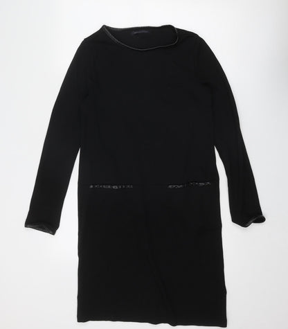 Marks and Spencer Womens Black Viscose A-Line Size 12 Round Neck Pullover