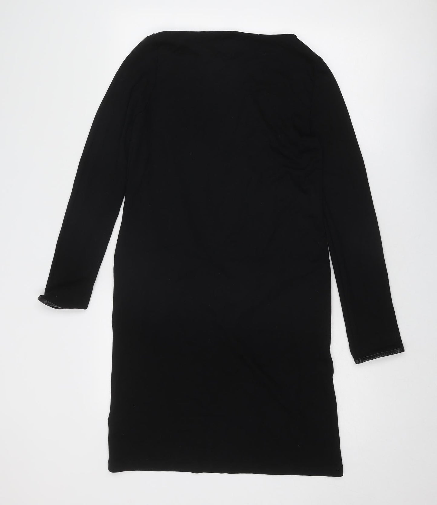 Marks and Spencer Womens Black Viscose A-Line Size 12 Round Neck Pullover