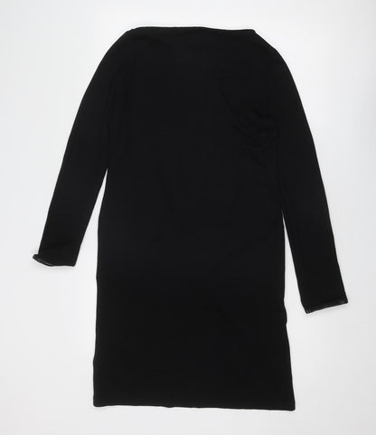 Marks and Spencer Womens Black Viscose A-Line Size 12 Round Neck Pullover